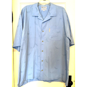 Columbia Men's XL Light Blue Shirt Button Up Fish & Martinis‎